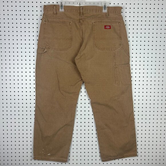 Dickies Carpenter Pants 38x30 Brown Distressed Faded Work Wear Paint Skate Baggy - Picture 1 of 7